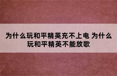 为什么玩和平精英充不上电 为什么玩和平精英不能放歌